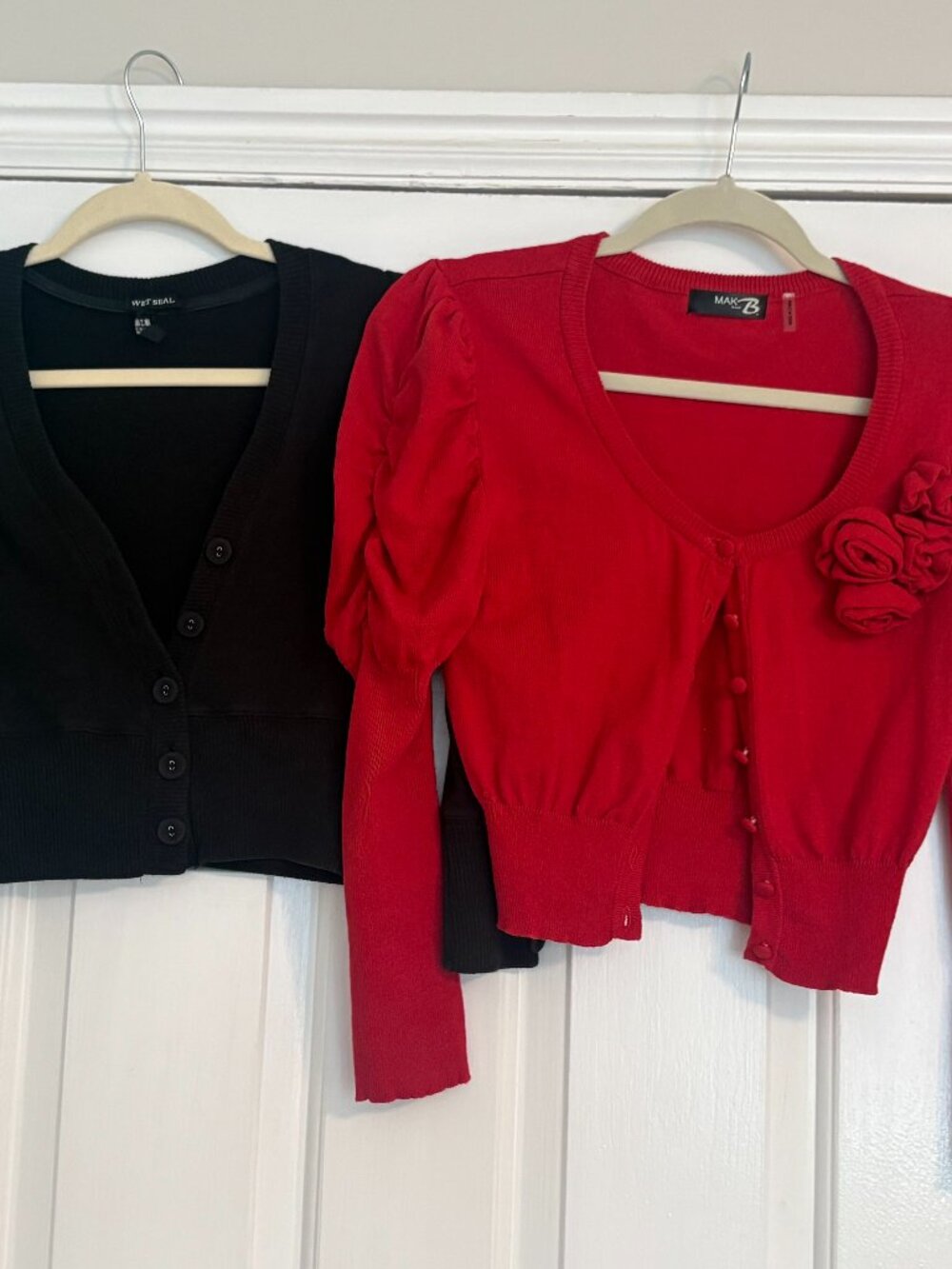 TWO Cardigan Sweaters - Black & Red - Size Small